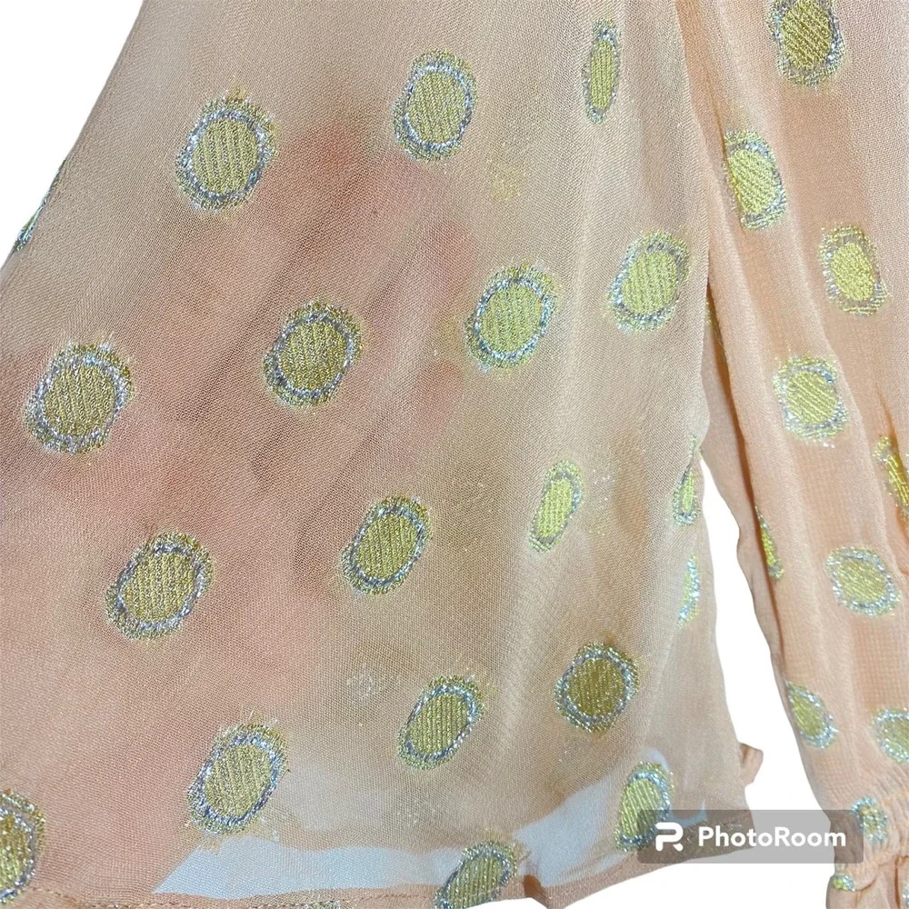 Raga Kenna Metallic Dot Mini Dress Peach Gold Silver Sparkle Womens Size XS - Picture 6 of 11